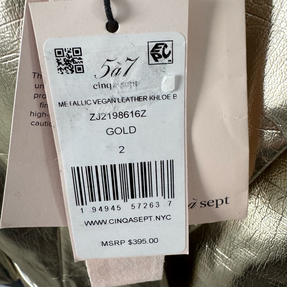 CINQ À SEPT Khloe Metallic Faux Leather Blazer Size 2 NWT - Picture 3 of 12